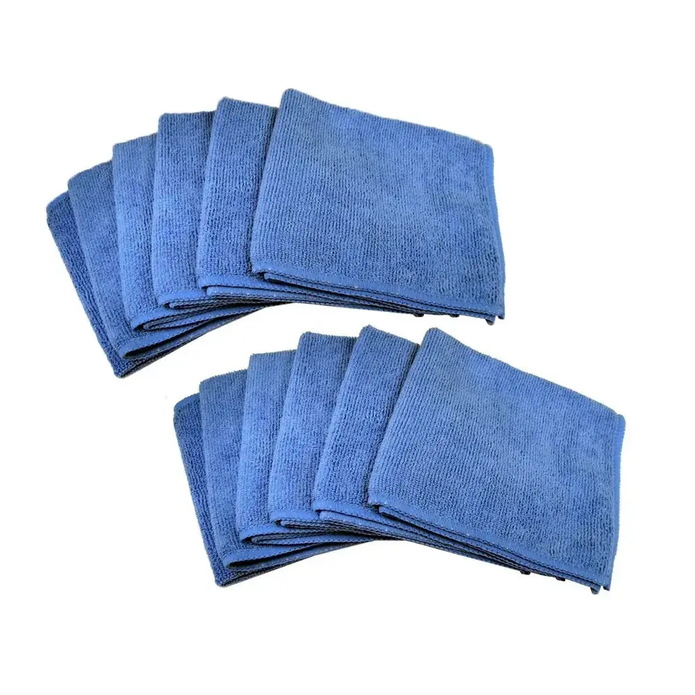 Set of 6 Blue Microfiber Cleaning Cloths for LED TVs and Auto Detailing Polishing - Blue