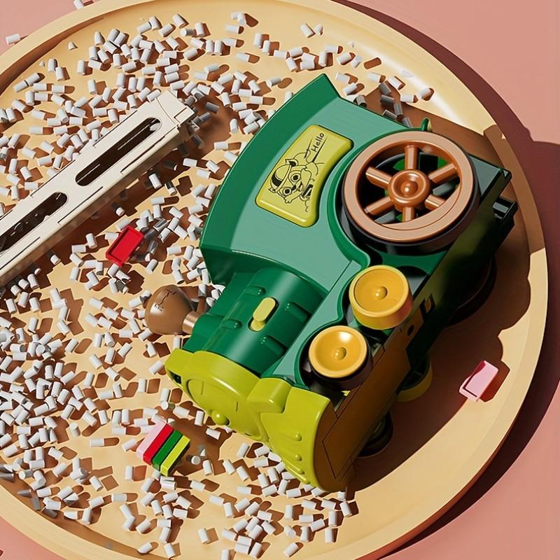 Creative Domino Train Set, Automatic Card Track, Ideal for Kids Aged 3+, Enhances Hand-Eye Coordination, Indoor & Outdoor Play, Birthday Gift!Requires 2 AA batteries (not included)