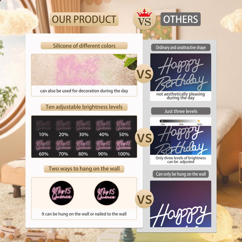 Moneter Mis 15 Quinceanera Neon Signs for Wall Decor Neon Lights for Bedroom Led Signs Suitable for Quinceanera Christmas Birthday Party Unique Gift for Girls