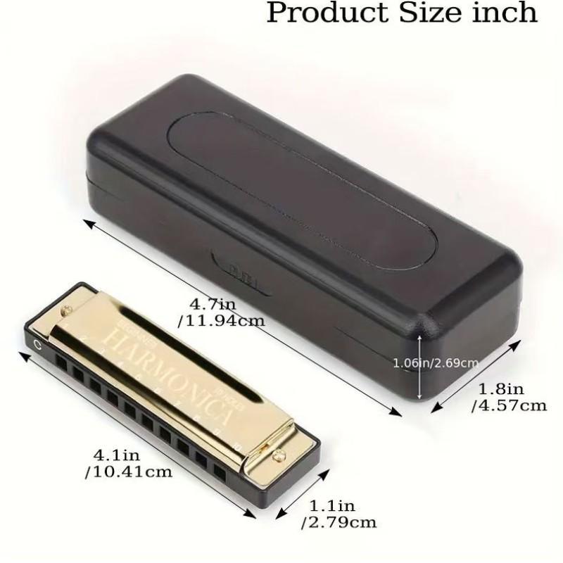Portable Durable 10-Hole Colorful Diatonic Harmonica, C Tuned Harmonica with Case, Beginner Instrument, Perfect Gift for Friends