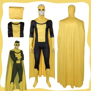 Invincible Mark Grayson Cosplay Men Fantasy Yellow Jumpsuit Cloak Costume Male Bodysuit Mask Disguise Outfits Halloween Carnival