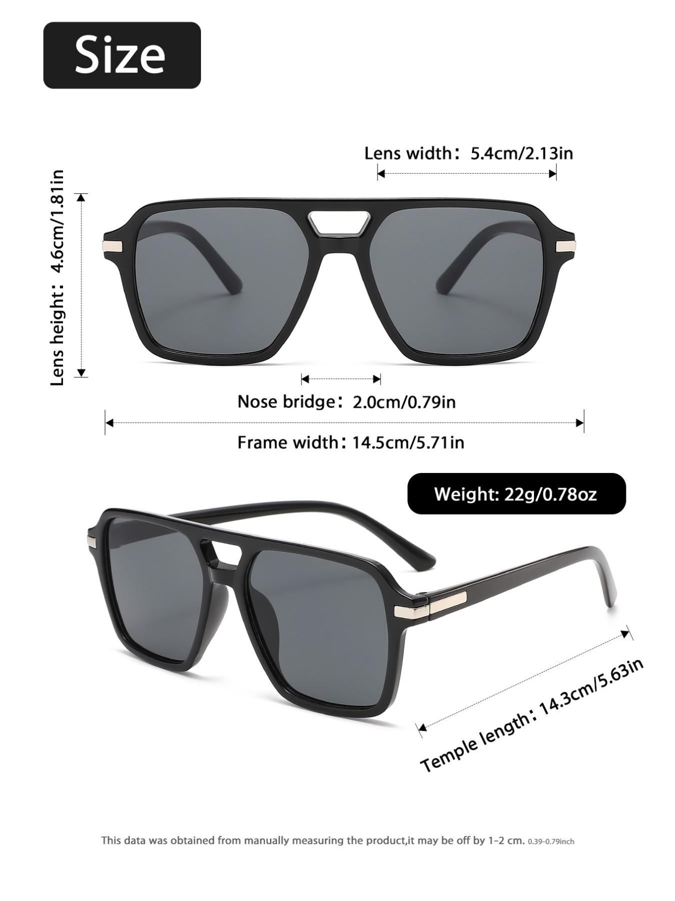 4 Pairs Multicolor Fashion Trendy Casual PC Frame Sunglasses, Dual Bridge Pilot Square Eyewear, Retro Hong Kong Style, Ideal for Daily Commute, Street Photography, Vacation Photoshoots and Dates