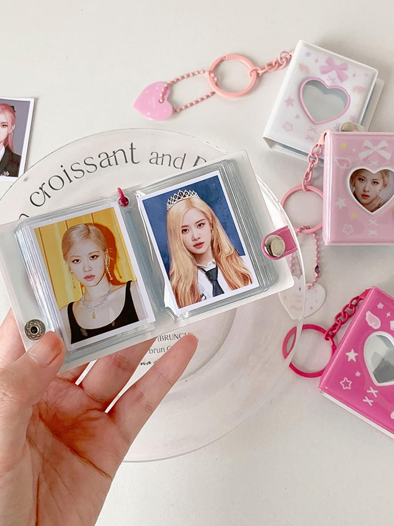 Mini 2 Inch Photo Album Keychain Holder, Holds 32 Photos, Heart Design, Perfect for Friends and Girls, Ideal Gift for Besties