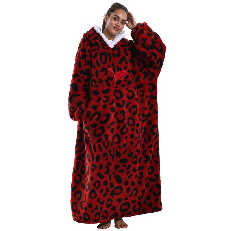 Msrlassn Plus Size Wearable Hoodie Blanket for Women Men, Oversized Hoodie Blanket Cozy Warm Flannel Sweatshirt with Big Pocket, Loungewear Womenswear Hooded Blanket as Gifts for Mom Girlfriend