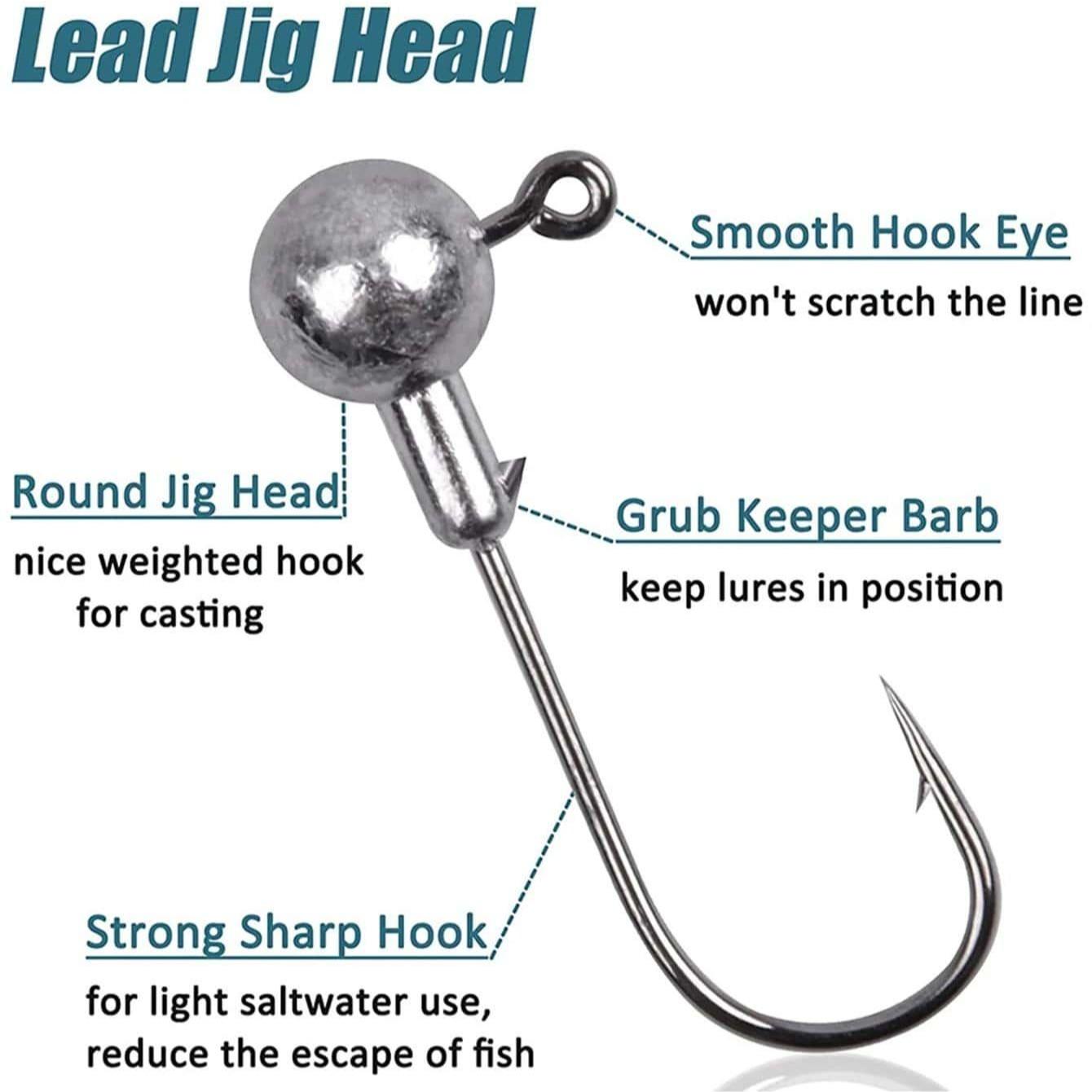 32pcs Mixed Weight Jig Heads 3.5g to 14g for Soft Worm and Hard Lure Fishing, Versatile Fishing Tackle for Outdoor Adventures