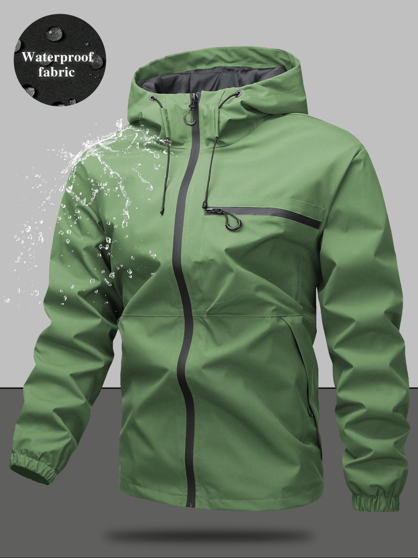 Men's Zip Up Hooded Jacket, Casual Regular Fit Long Sleeve Waterproof Windproof Lightweight Jacket for Outdoor Activities, Fashion Men's Outerwear for All Seasons Coats