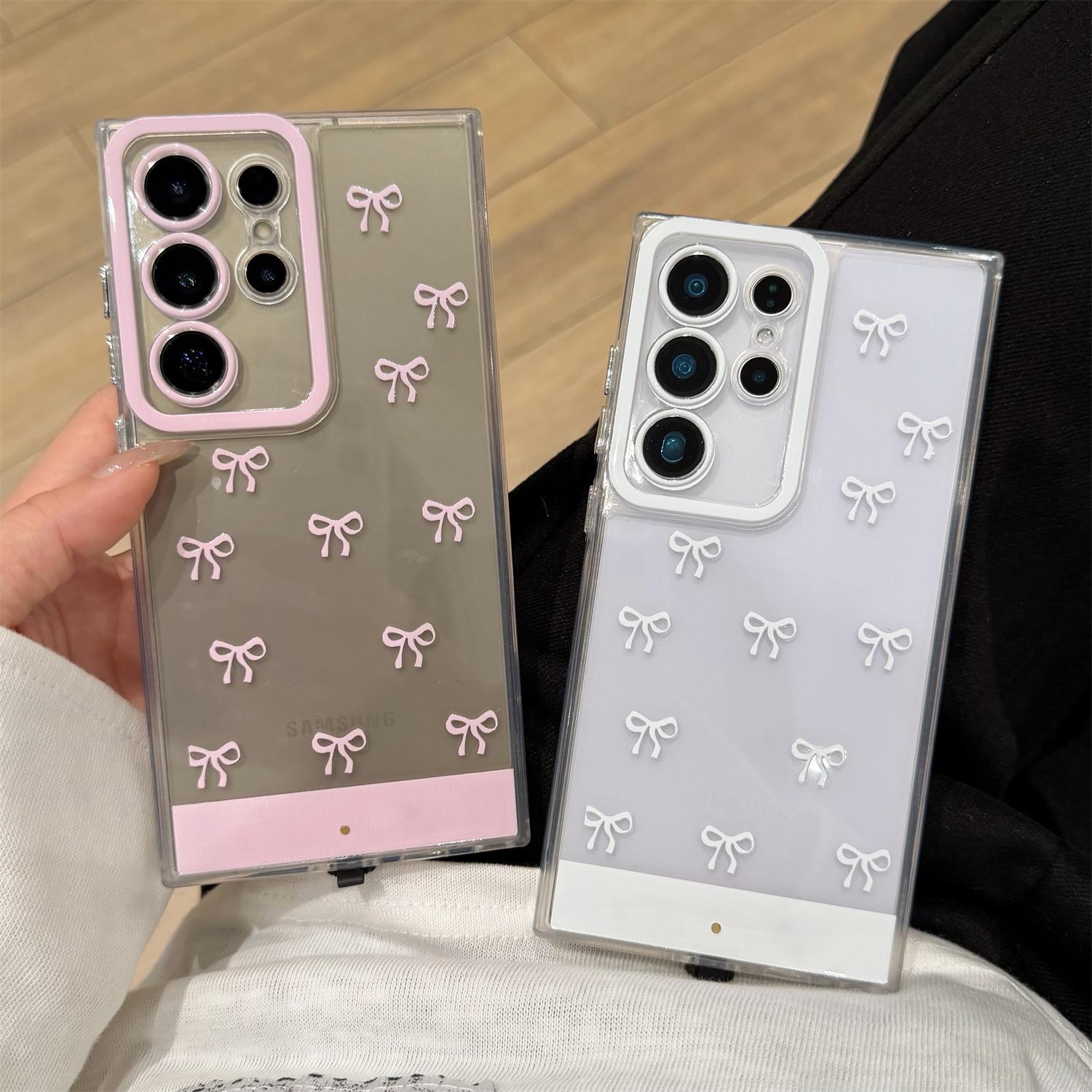 LED Light Up Bowknot Case for Samsung Galaxy S24/S25/S26 Ultra Plus, LED Flash Light up Incoming Call Phone Case, Shockproof Clear TPU Cover for Women Girls, Accessories, Smartphone#SummerVibes summervibes Cellphone Protection