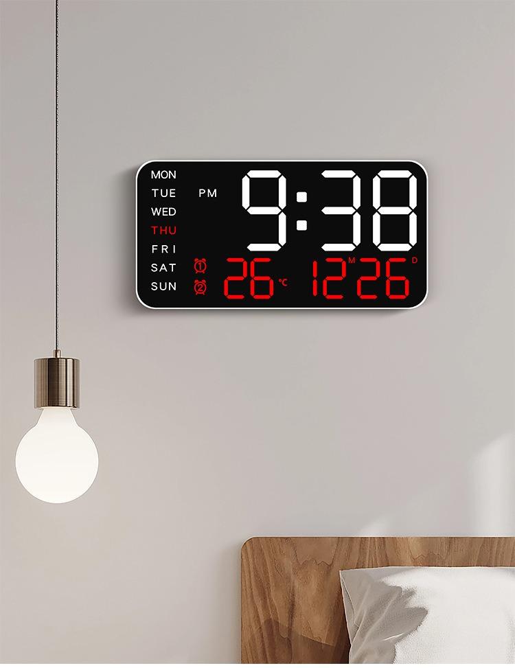 Large Screen Wall Clock, New Frameless Electronic Clock, Multifunctional Standing and Hanging Clock, Digital Display, Temperature, USB and Battery Powered, Digital Clock Decor