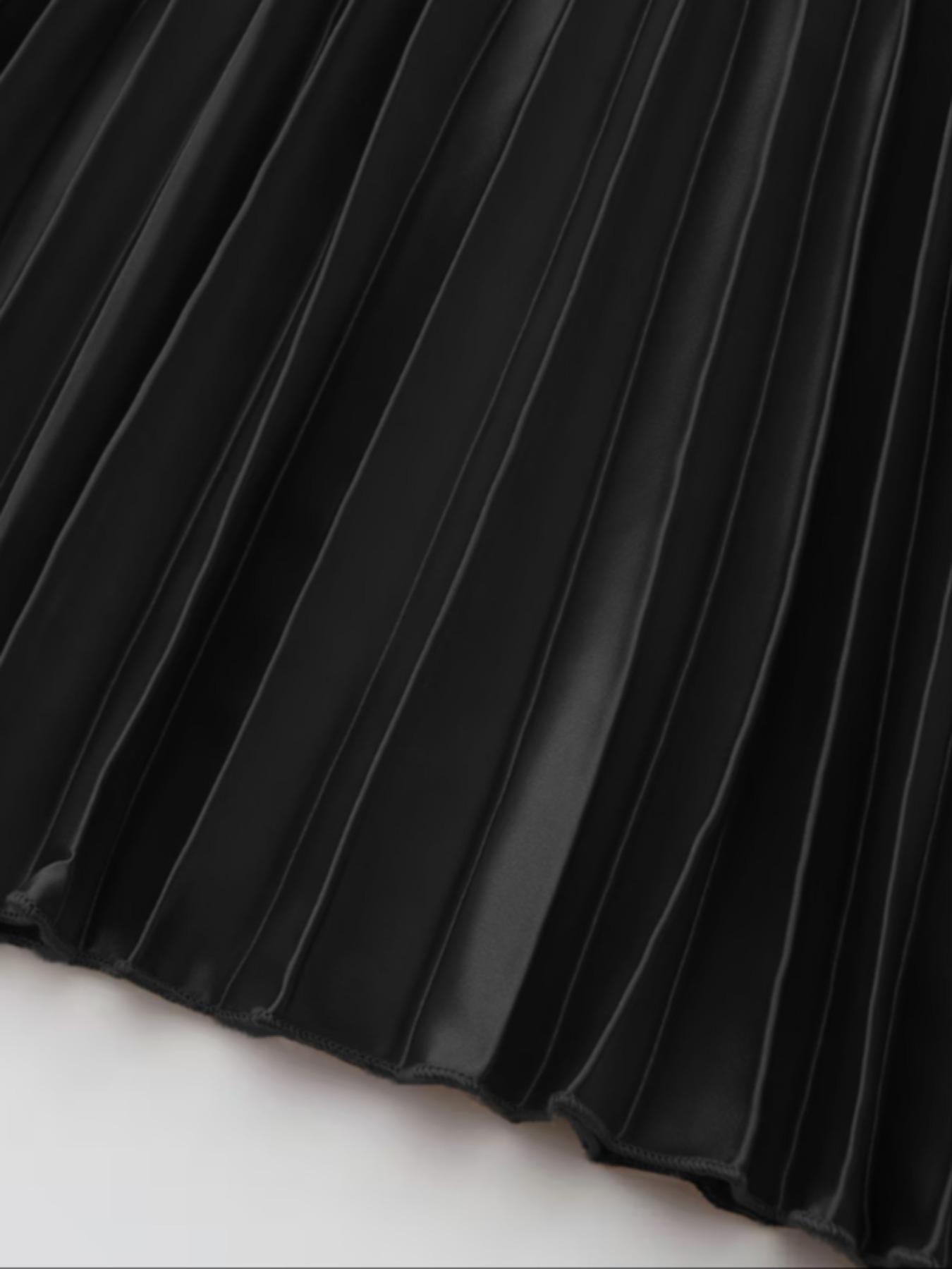 Elegant High Waist Pleated Skirt, Slimming Mid-Length A-Line Dress, Fashion Classic Versatile Solid Color Options Available, Flowy Pleated Skirts