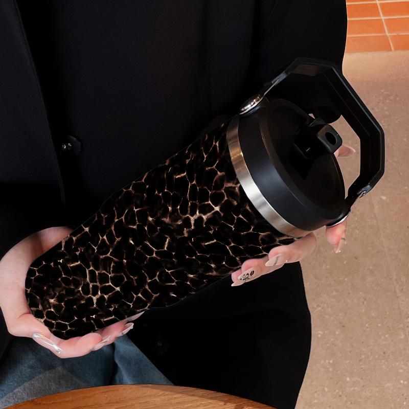 30oz Insulated Tumbler Cup with Straw, Meteor Leopard Print, Dual-Use Cold Hot, Ideal for Sports Outdoor Office Home, Best Gift #GLOBAL PICKS