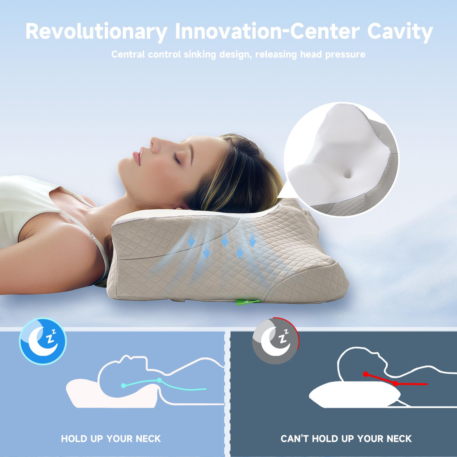 Z-HOM Cervical Memory Foam Pillow - Semi Wrapped Design for All Sleeping Positions - Soft Supportive & Breathable with Removable Washable Covers - Best Gift for Family & Friends - OEKO-TEX Certified