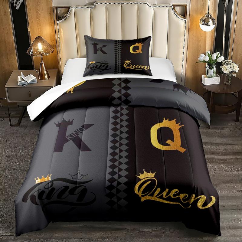 2/3 Pcs Deluxe Bedding Set, King And Queen Crown Printed Quilt Set, Including Comforter And Pillowcase, Shared By The Whole Family, Suitable for All Seasons, Is The Perfect Choice For Bedroom, Dormitory, And Guest Room Bedding Set 2/3 Pcs Deluxe Bedding Set, King And Queen Crown Printed Quilt Set, Including Comforter And Pillowcase, Shared By The Whole Family, Suitable for All Seasons, Is The Perfect Choice For Bedroom, Dormitory, And Guest Room Bedding Set