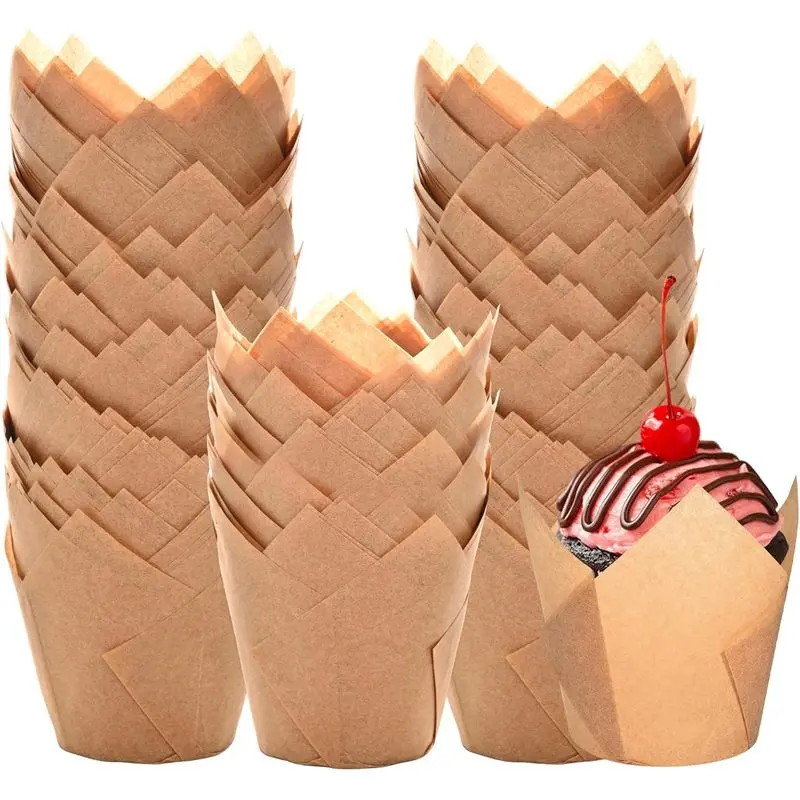 Unbleached Parchment Bakeware Cupcake Liners, 200-Count Upgraded Standard Greaseproof Muffin Wrappers, Easy to Use for Party, Birthday Celebrations