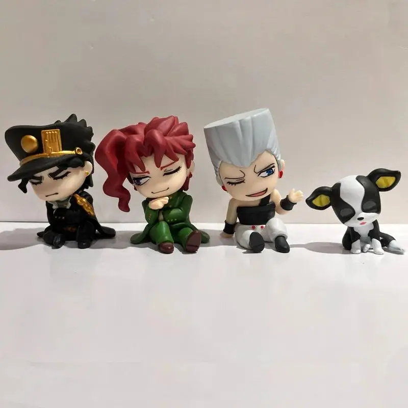 4pcs/Set Jojo Stardust Crusaders Shoulder Sleeping Figures Big Head Chibi Jotaro Kakyoin Polnareff Iggy Anime Gashapon Toy Gifts