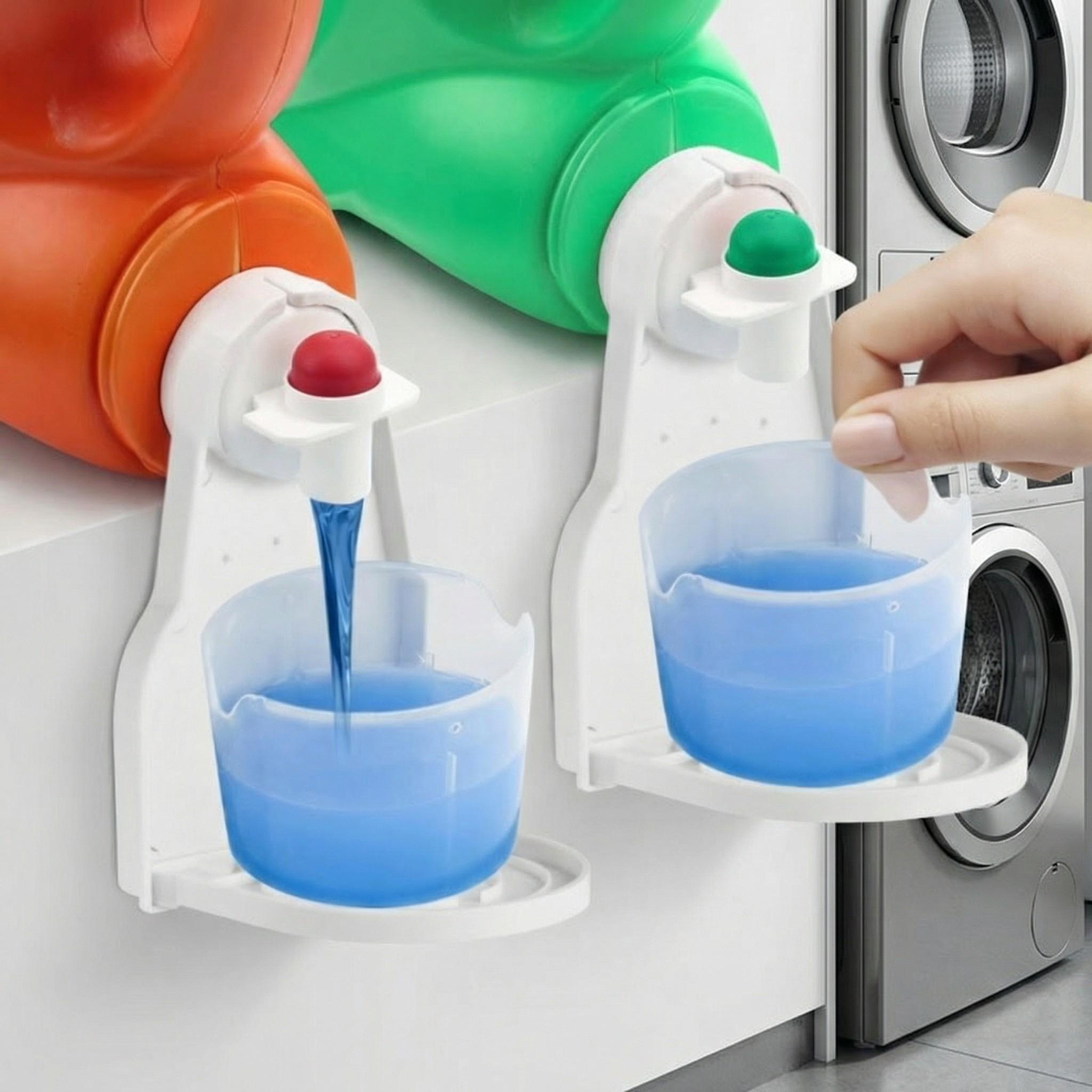 2-Piece Laundry Solution Set, Spill-Proof Liquid Detergent Cup Holder, Simplifies Cleaning Effortlessly, Ideal for Home Use