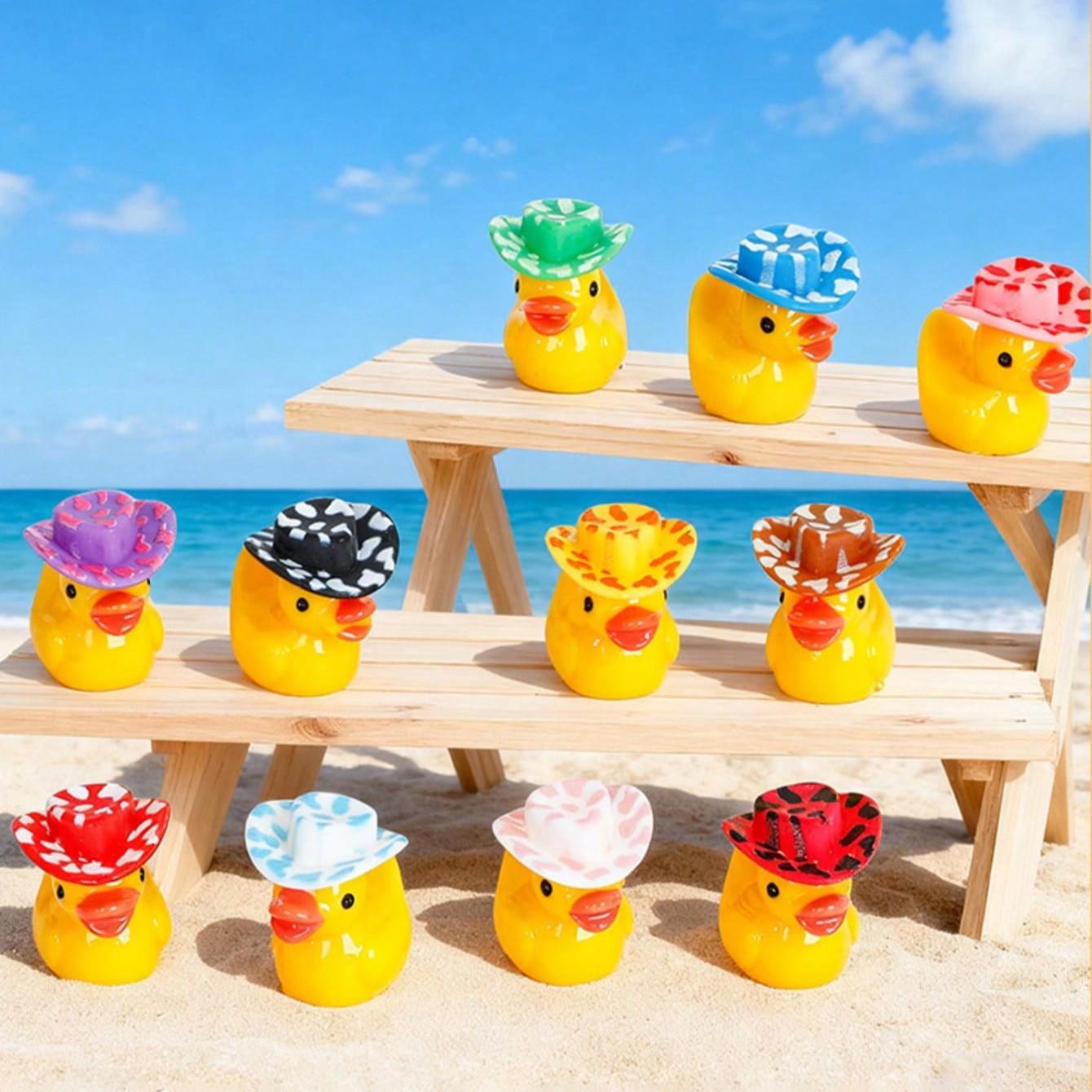 Mini Resin 3D Duck Figurines, 5-60pcs Set, Solid Color, Ideal for Water Landscapes, Garden Decor, DIY Craft Supplies, 3D Duck Ornaments