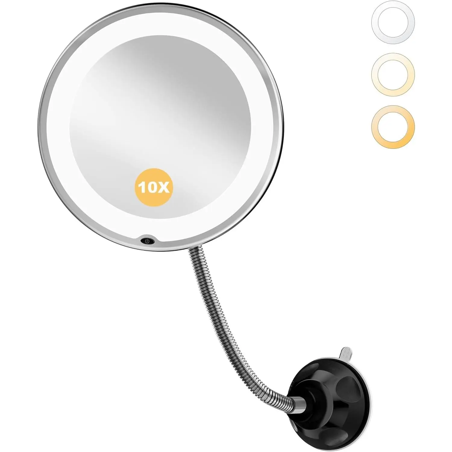 10x Magnifying Makeup Mirror with Lights, 3 Light Modes, Wall-Mounted Cordless LED Vanity Mirror with Suction Cups for Bathroom ShowerGift