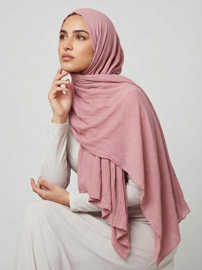 Women's Lightweight Hijab Scarf, Daily & Festival Use, Breathable Muslim Headscarf, Stylish Accessory for Women