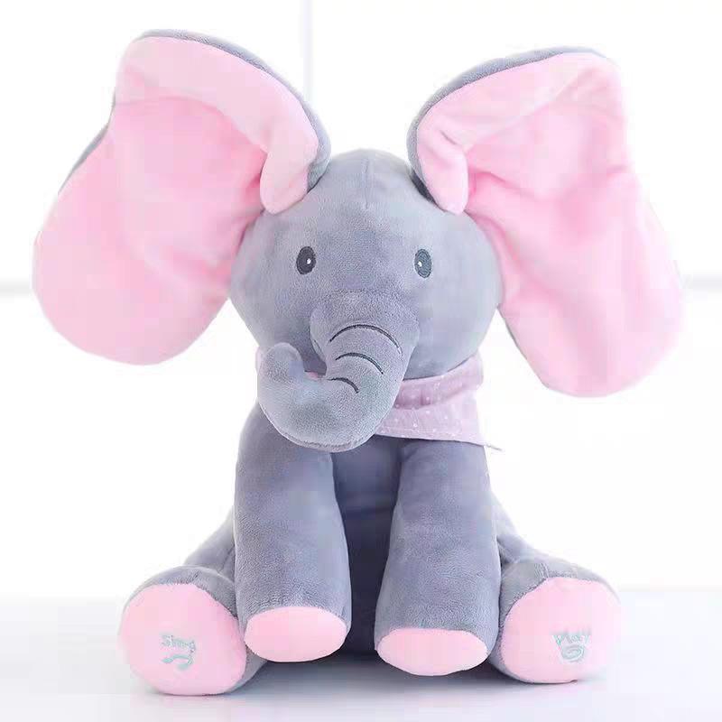 Cute Singing Elephant Plush Toy, Perfect Christmas Gift for Kids, Interactive Music Playing Elephant, Swinging Ears, Soft & Safe,30cm/11.18inch