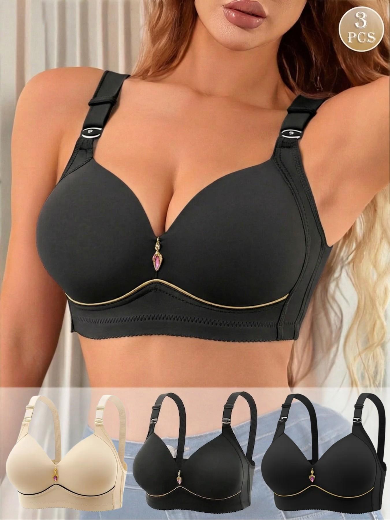 1/2/3 Simple Color Maternity Bras, Maternity Solid Bra, Comfortable Breathable Nursing Bras For Women, Workout No Steel Ring Adjustable Bra, Detachable, Suitable For Various Occasions