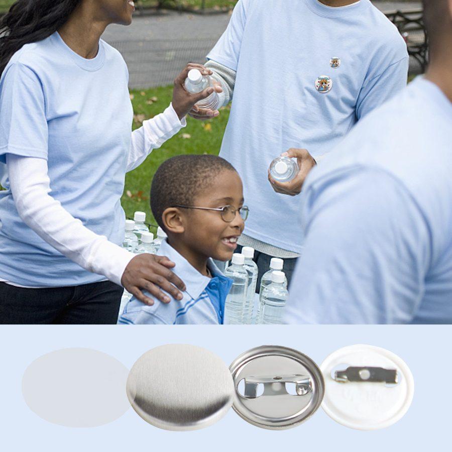 VEVOR 500 Sets 1 inch 25mm Pin Back Button Parts, DIY Round Button Badge Parts, Set Includes Metal Top, Plastic/Metal Button, Clear Film, and Blank Paper For Gifts Presents, Machine NOT Included