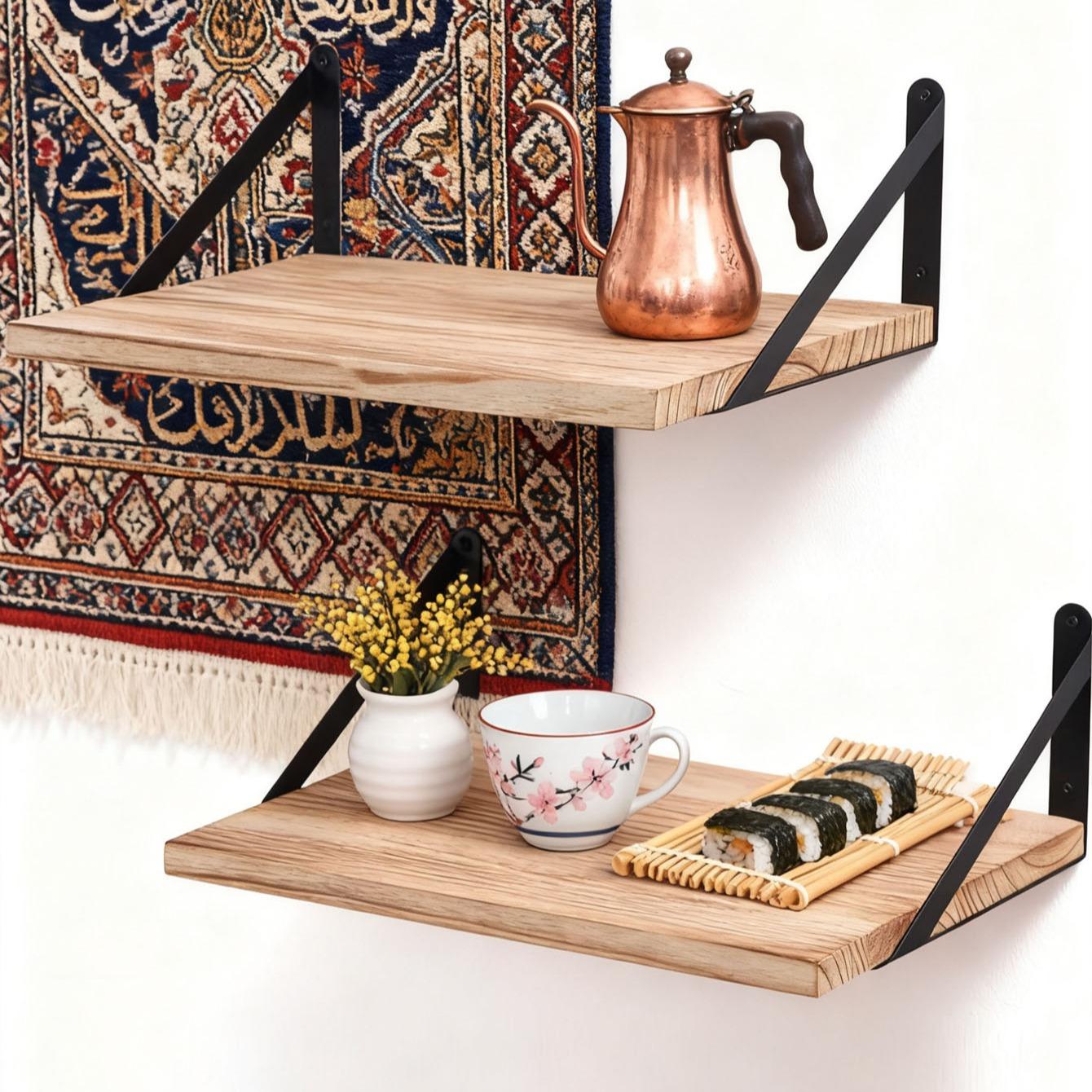 Vintage Wooden Wall Shelf (wabi-Sabi Style), Decorative Storage Rack, Wall Shelf Unit, Suitable for B&bs/light Vintage Home Decor, Natural Rustic Feel