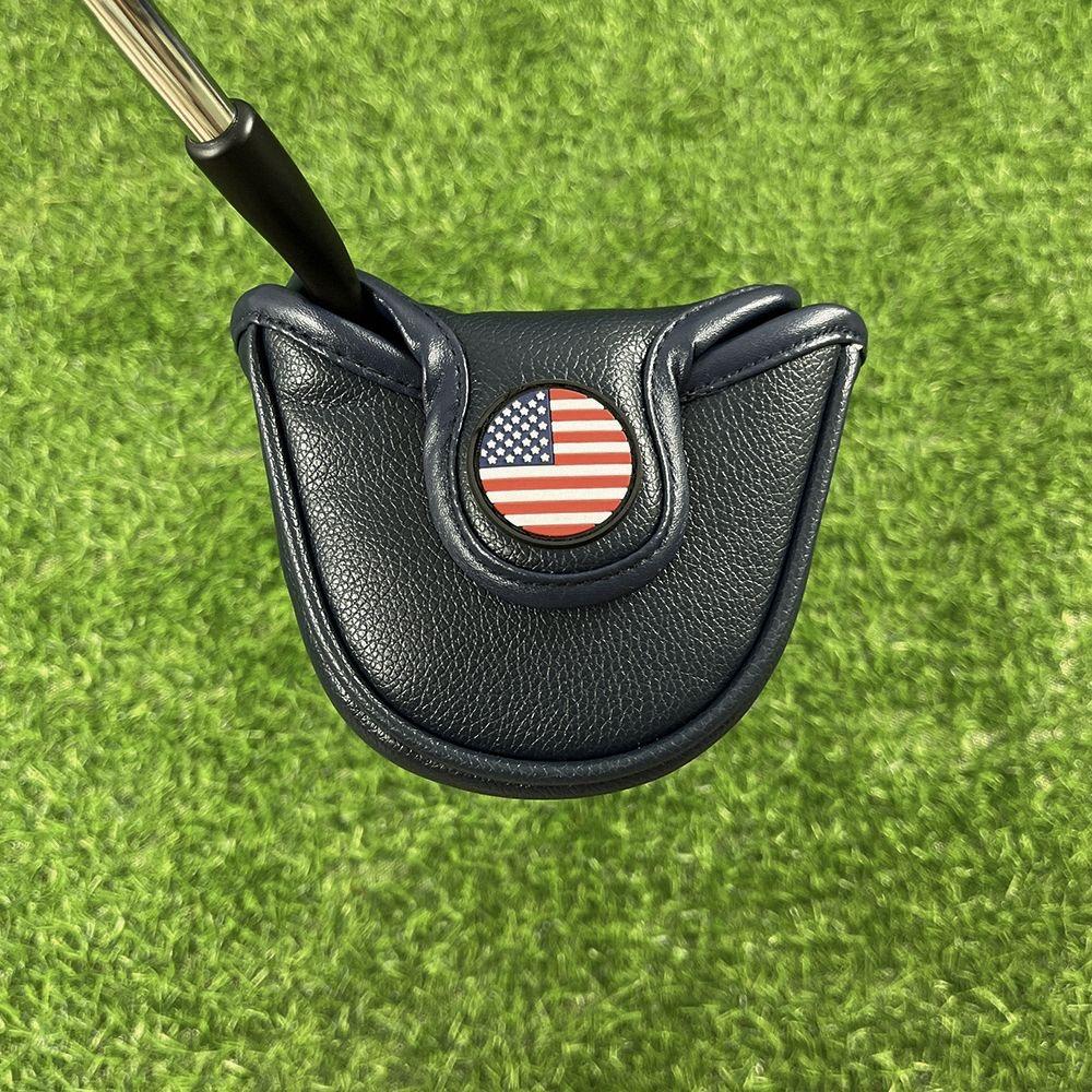 Premium Leather Golf Putter Cover Pebble Beach Golf Putter Headcover American Flag Golf Headcover Golf Putter ProtectorGolf Accessories for Men Golf Gift for Golfers Waterproof Golf Putter Cover