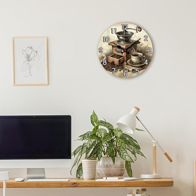 A Pack of Vintage Coffee Machine Pattern Decorative Silent Wall Clock Suitable for Home Decoration Gift Suitable for AA Batteries