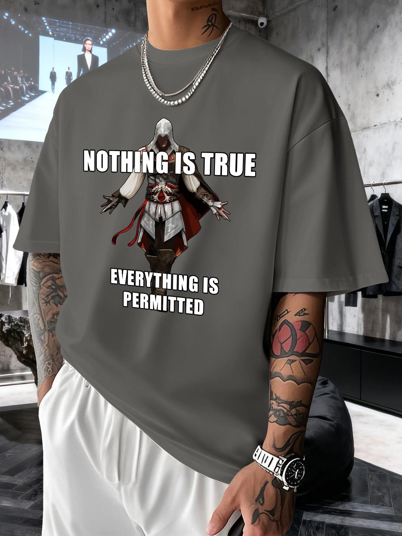 Assassin's Creed Altair Graphic Men's T-Shirt, Trendy Streetwear Short Sleeve Top, Comfortable Round Neck, Spring Summer Casual Wear