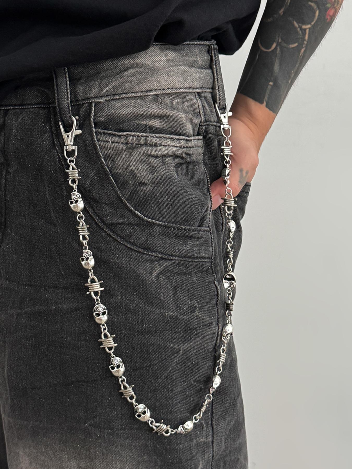 Men's Punk Skull Waist Chain, Metal Body Chain for Pants Decoration, Fashion Jewelry for Music Festivals & Halloween Party Wear, Vintage Body Jewelry