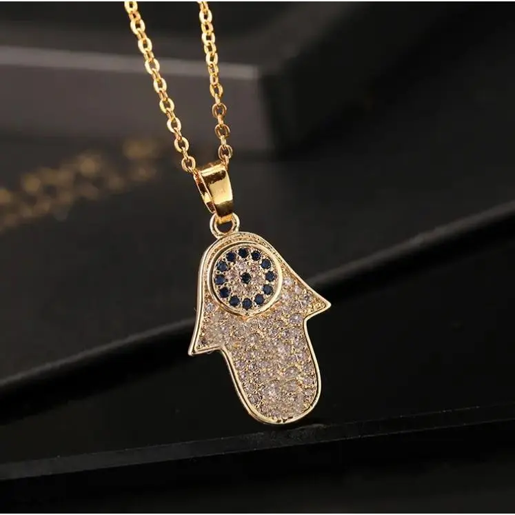 Women's Dainty Gold Protection Charm Necklace with Compass, Evil Eye, Scissors, Pearl, Hamsa Hand Pendants, Cubic Zirconia Accents, Symbolic Motifs, Everyday Wear Fashion Costume Jewelry