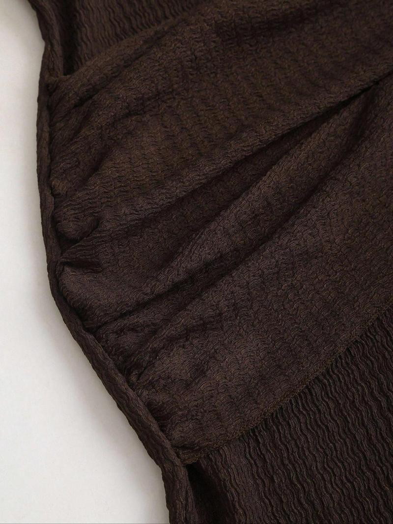 Women's Fall Winter Minimalist Slim Fit Textured Fabric Dress, Metal ...