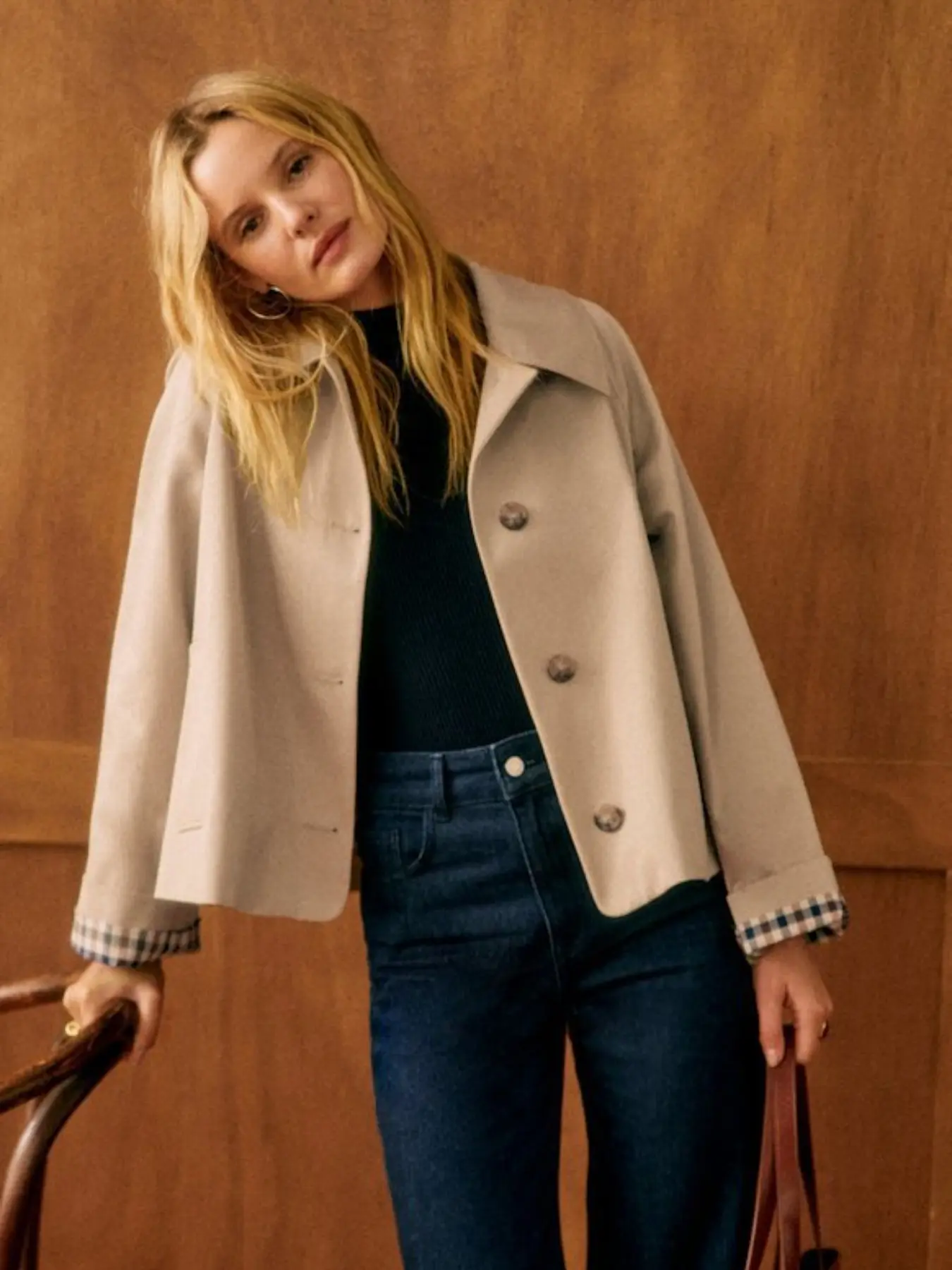 2026 Fall New Elegant Button Short Coat, Lapel Neckline, Long Sleeve, Fitted, Medium Length, Casual Jacket for All Seasons