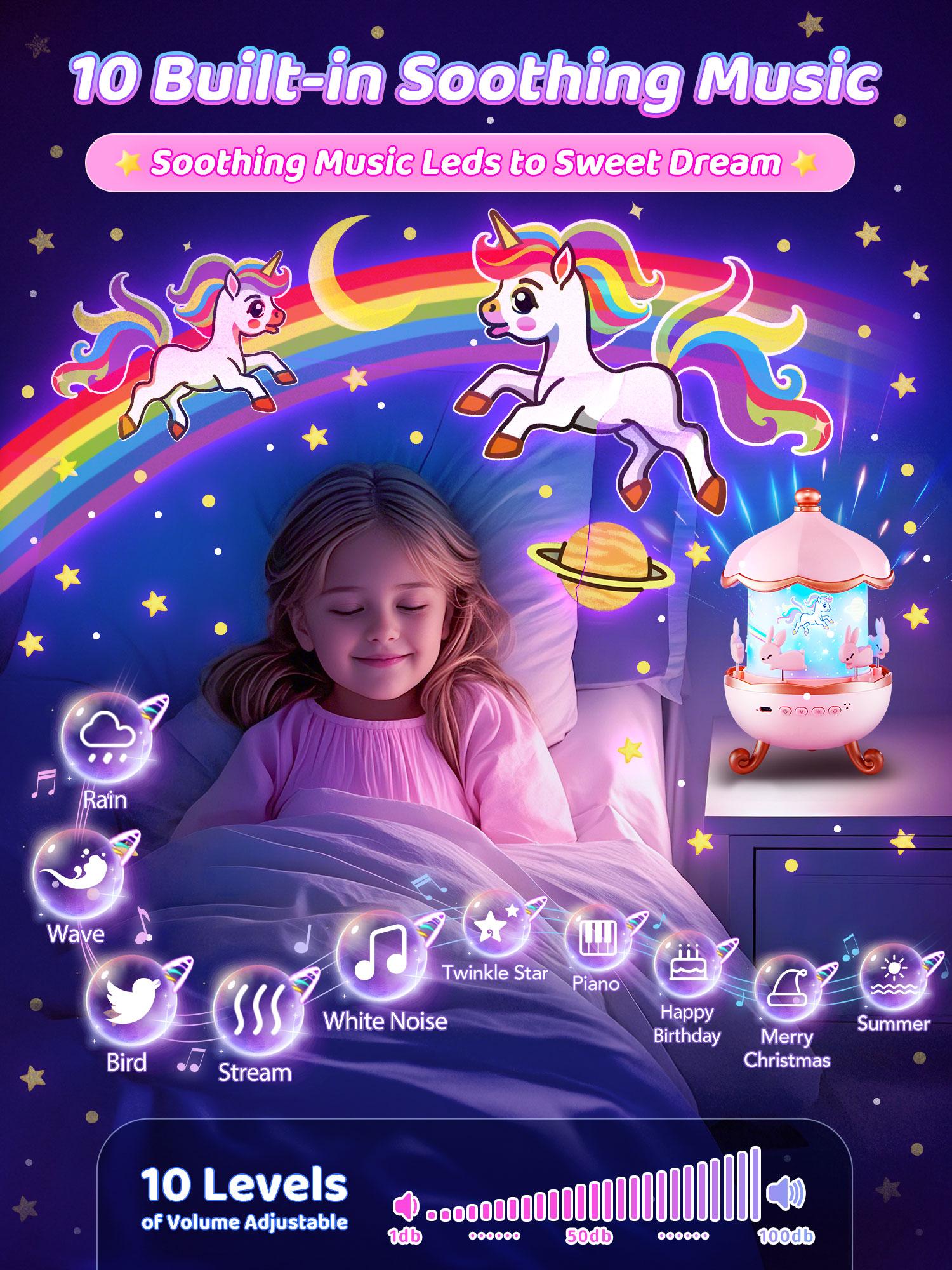 Onefire Kids Night Light, 15 Films+15 White Noises Baby Night Light Projector, Remote Control，Baby Projector Light for Kids，Baby Girl Gift，Baby Boy Gift，Birthday/Christmas Gifts for Girls Toys for Girls，Ages 1-10 [Energy Class F]
