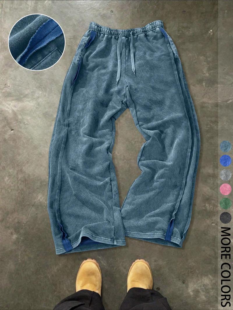 Men's Streetwear Cotton Joggers, Loose Fit Elastic Waist Knit Pants, Casual All-Season Woven Fabric, Daily Wear Fashion