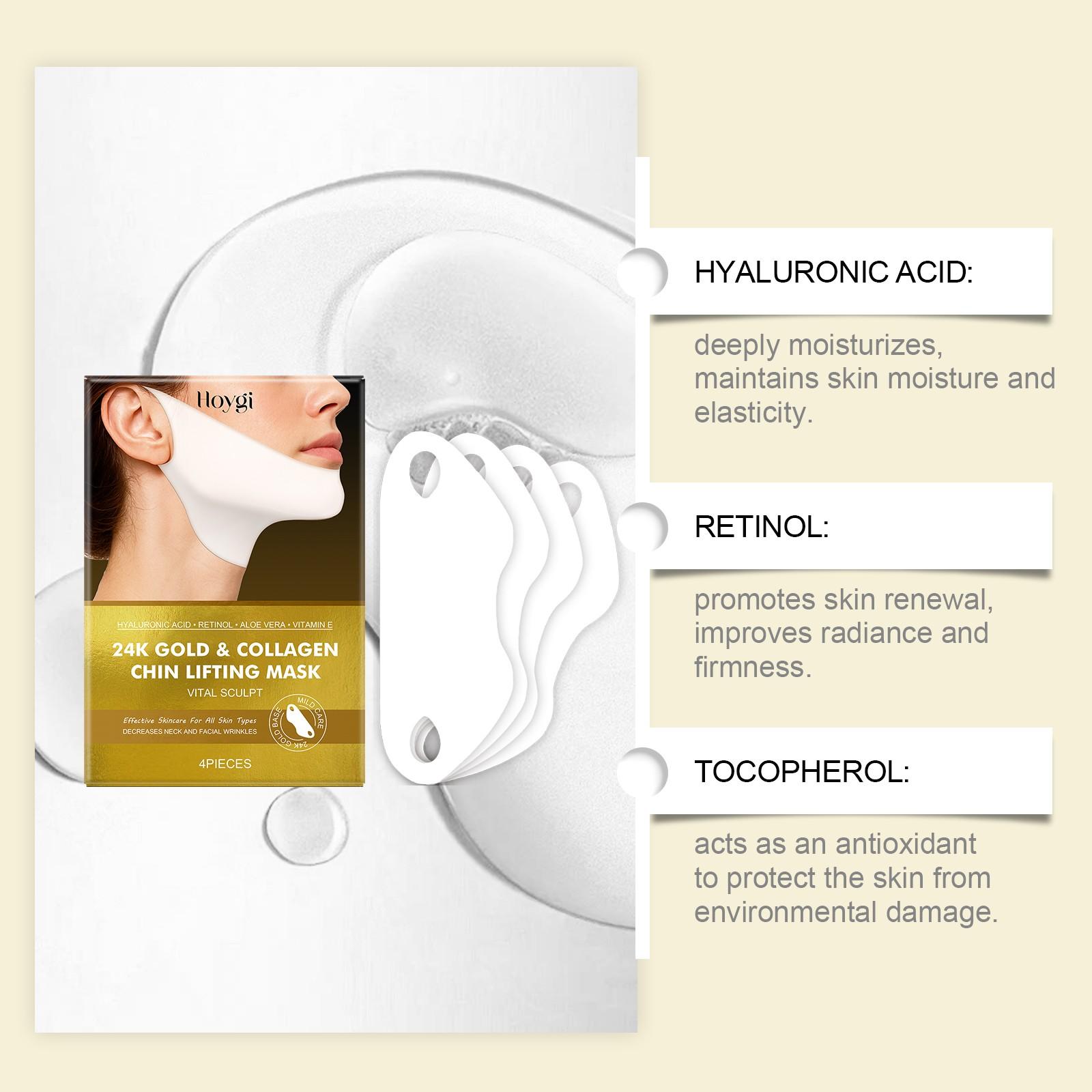 Collagen Retinol Neck & Chin Mask, 4 Counts/box Nourishing Neck & Chin Lifting Masks, Hydrating Skin Care Product for Women & Girls, Body Care, Neck Mask Firming Products