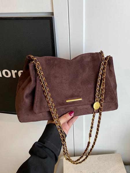 Women's PU Velvet Handbag, Retro Style Large Capacity Shoulder Bag, Magnetic Closure, Ideal for Office, School, Work, Travel, Outdoor