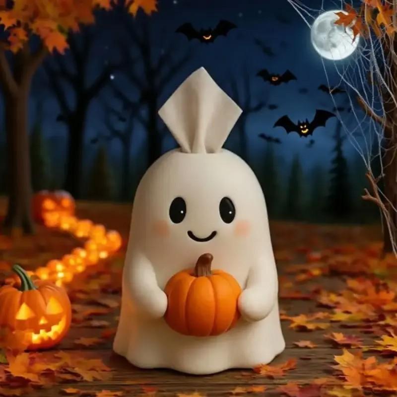 ⚠️ Size Check | Cute Ghost Tissue Box Cover | Halloween Room Decor | (TISSUES NOT INCLUDED)