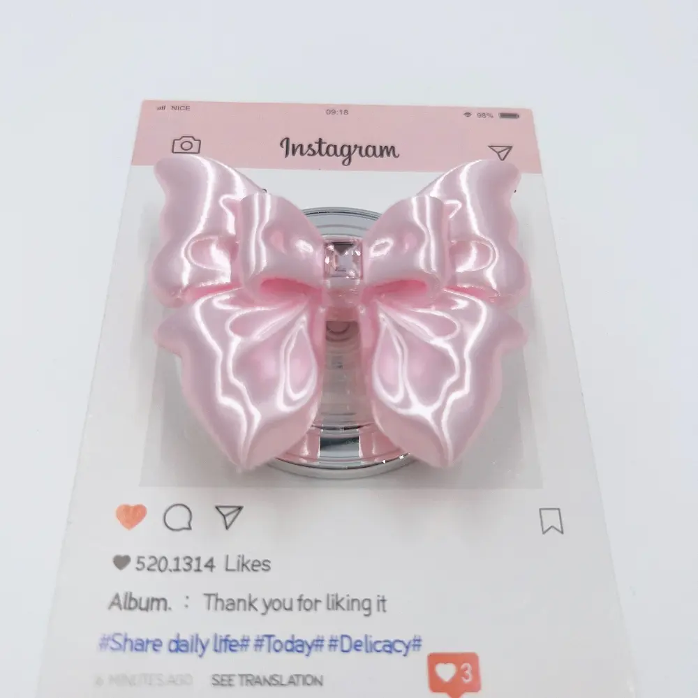 Rich Love Heart Bowknot 3D Silk Airbag Magnetic Phone Grip Stand Universal Cell Phone Holder magnetic phone mount for iPhone Samsung Android Strong Magnet Secure Grip and Stand