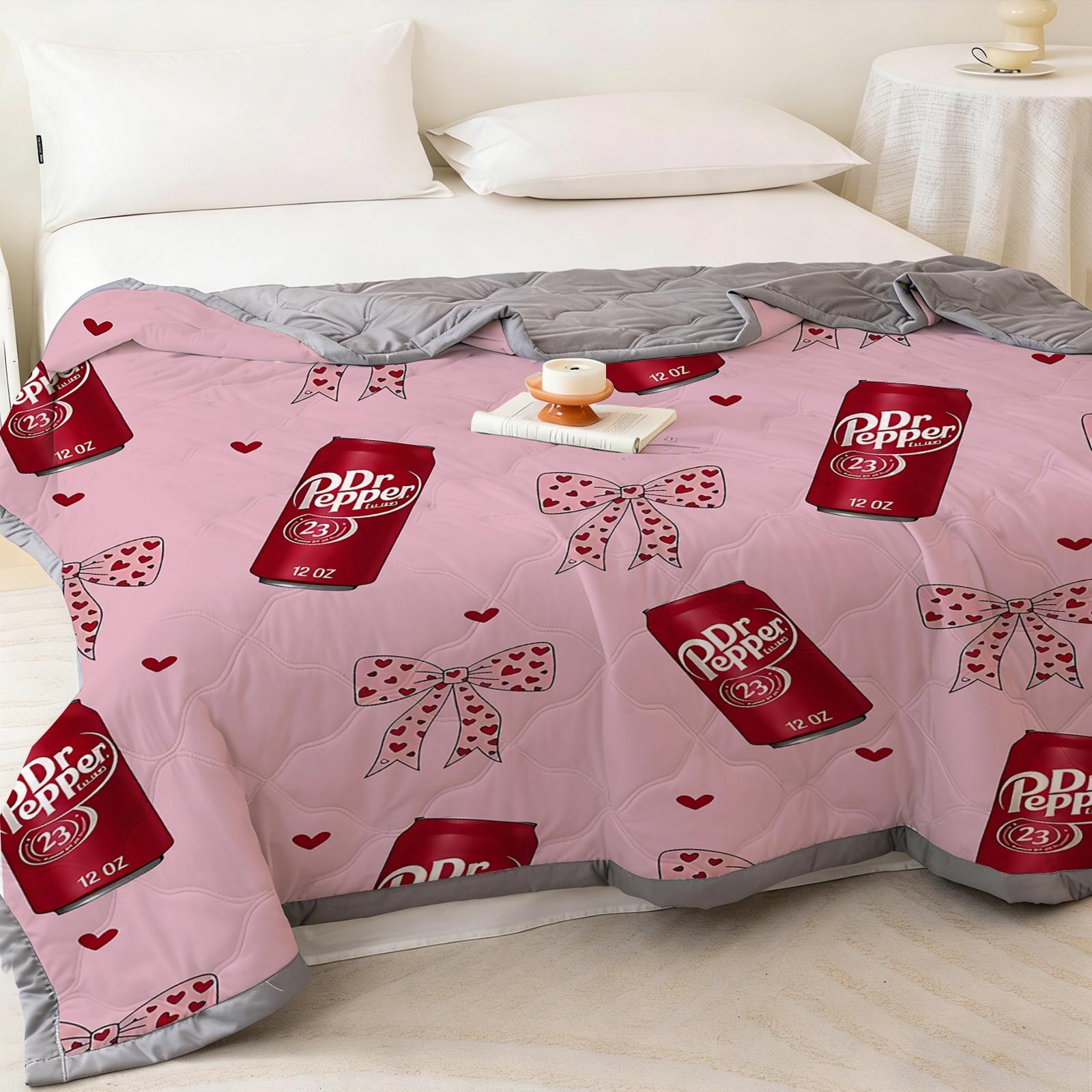 Soda Can Bow Summer Quilt, Sweet Girl Style Air Conditioning Blanket, Soft Skin-Friendly All-Season Home Use Single/double Size
