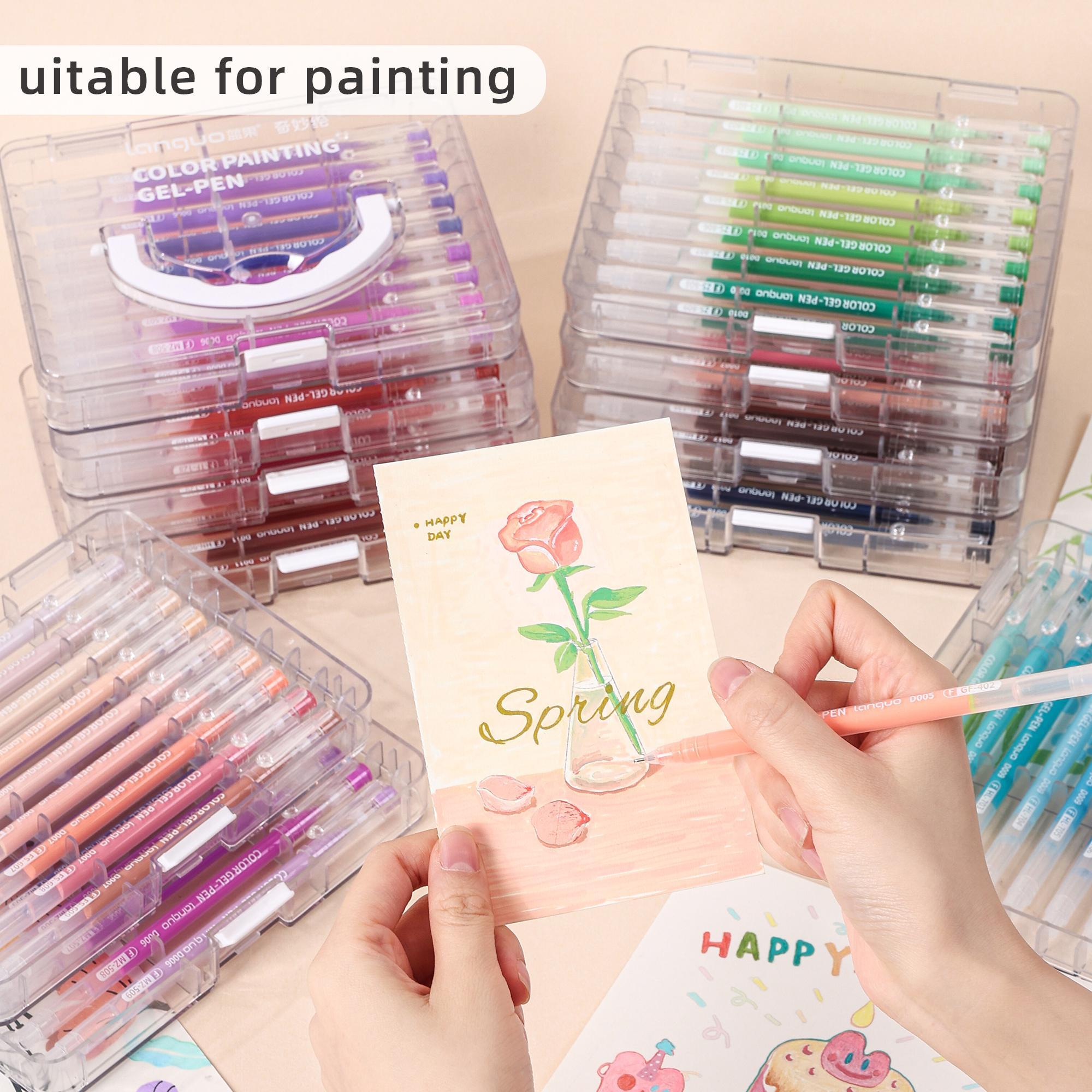 Gel Pen Set, 0.6mm Needle Tip Gel Pens with Storage Box, Gel Marker for Making Cards, Journaling Crafting Doodling Drawing, School Craft Supplies, Art Markers Set, Doodle Drawing Pen