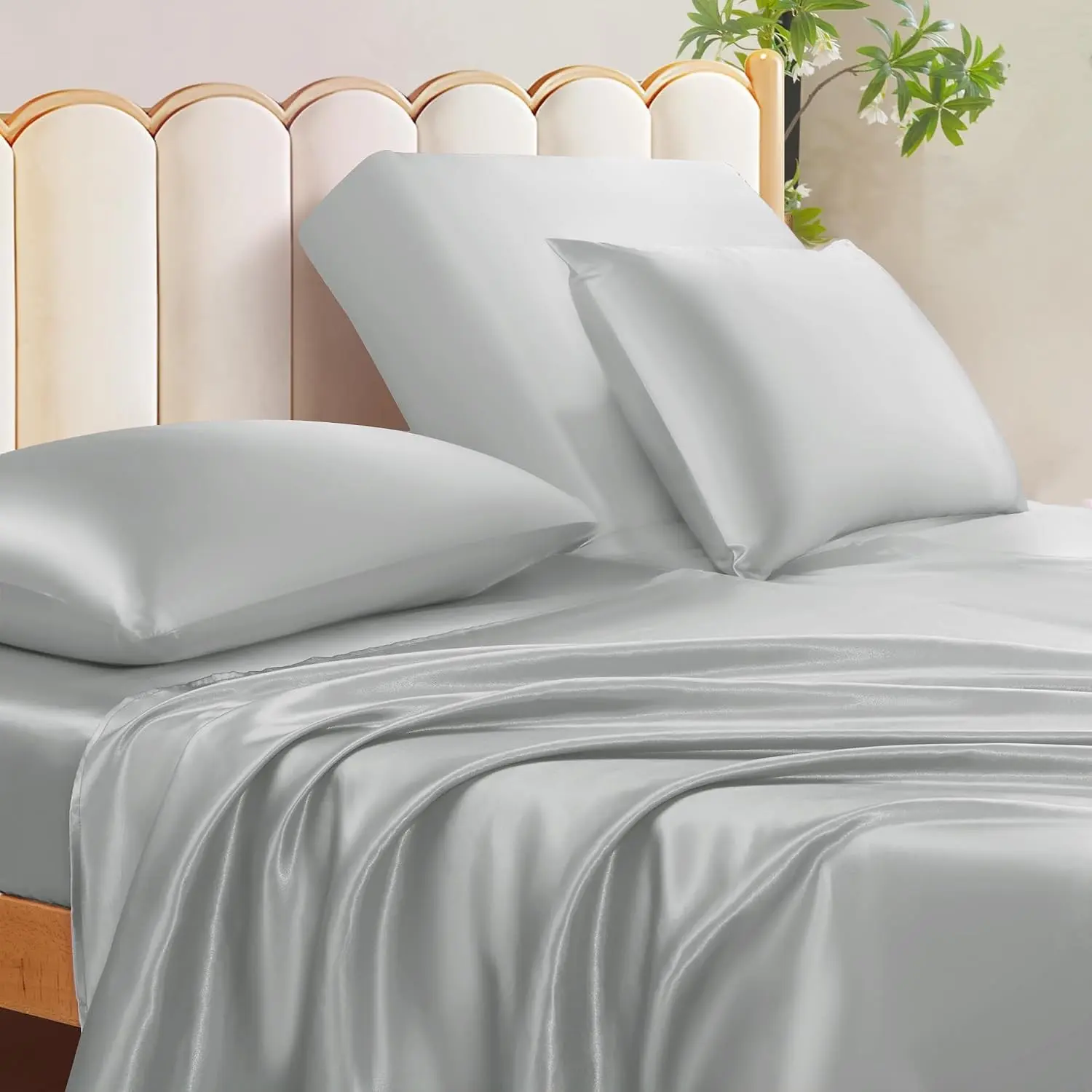 Silver Grey Split Head King Sheet Sets, 4 Piece Adjustable King