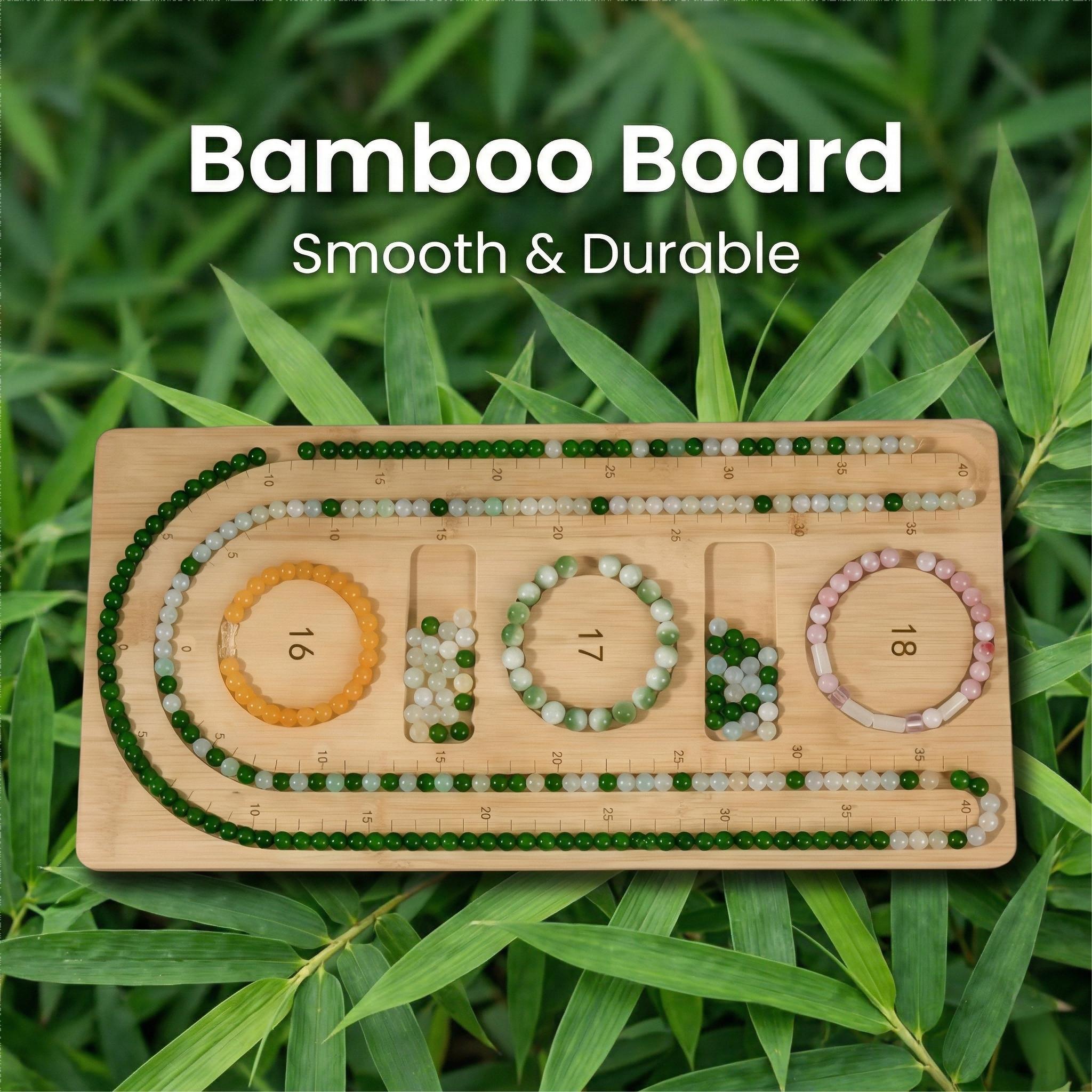 Bamboo Bead Board for Jewelry Making, Bracelet Design Tray & Necklace Organizer, Wooden Bead Sorting Tray with Measurement Scales, Professional DIY Beading Supplies for Jewelry Designers & Crafters