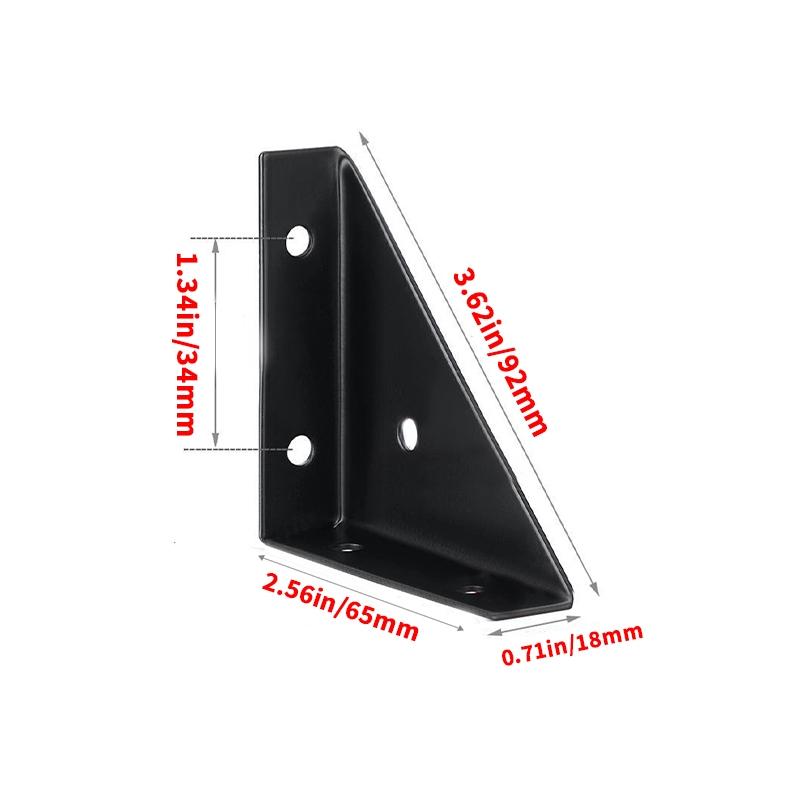 2/5pcs black corner code, fixed bracket, right angled triangle fastener, furniture repair, used for tables, chairs, cabinets, shelves