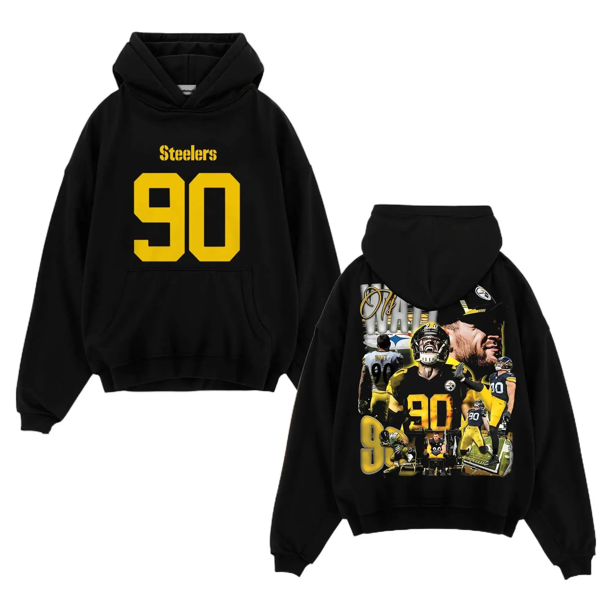 [Sale Up To 50%] Unisex T. J. Watt 90 Bootleg For Steeler Nation Premium Cotton Hoodie Sweatshirt T-Shirt (Made In US), Steelers Fans Shirt, Game Day Outfits, Gift For Football Fans, Football Graphic Tee Hoodie