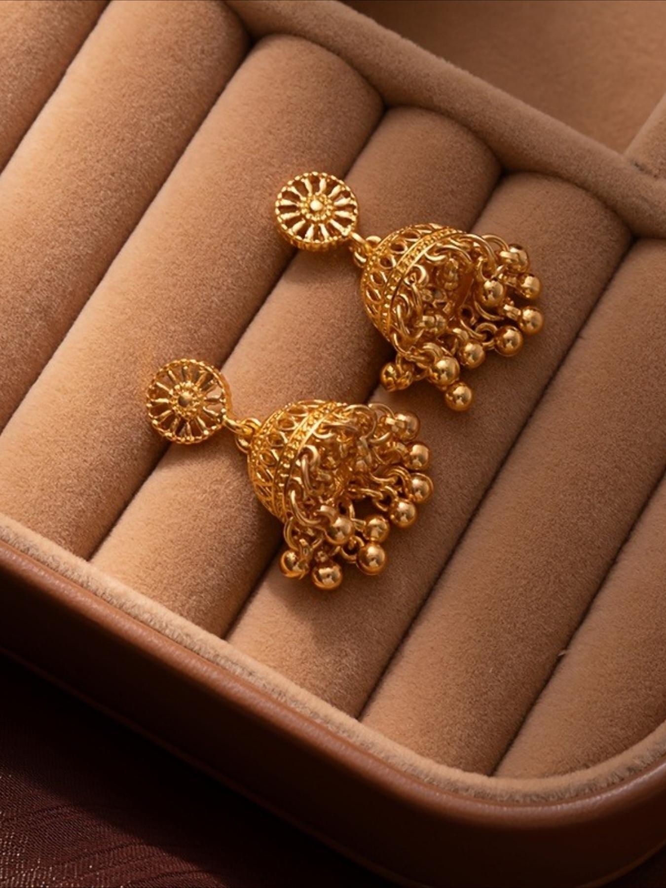 Vintage Boho Gold Filigree Jhumka Earrings Traditional   Drop Dangle Statement Earrings Wedding Gift Gift From A Best Friend