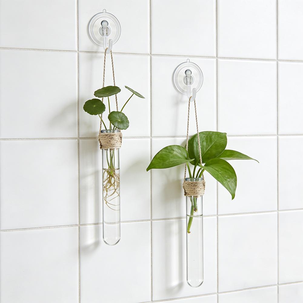 Wall-mounted Test Tube Vase Hemp Rope Hanging Hydroponic Set Simple Nordic Style Punch-free Installation Creative Wall Decoration Home Living Room Soft Decoration