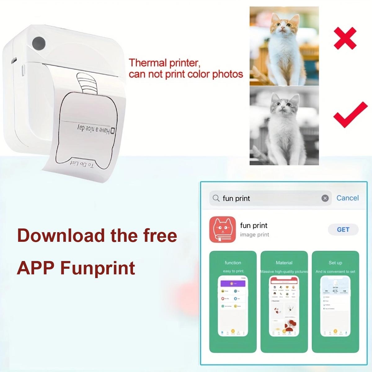 Portable Mini Printer, Thermal Inkless Sticker Maker, Inkless Label Printer with 5 Rolls of Color Stickers, Suitable For Photos, Diaries, Notes, And Memos, Compatible with iOS & Android, Portable Thermal Printers