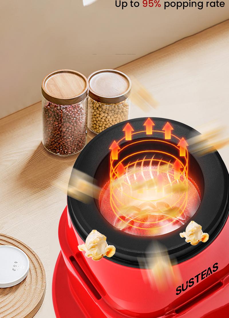 SUSTEAS Healthy Hot Air Popcorn Maker: Includes 4 BPA-Free Bowls, Oil-Free, Fast, Easy to Clean. Perfect for Movie Nights machine SUSTEAS Healthy Hot Air Popcorn Maker: Includes 4 BPA-Free Bowls, Oil-Free, Fast, Easy to Clean. Perfect for Movie Nights machine