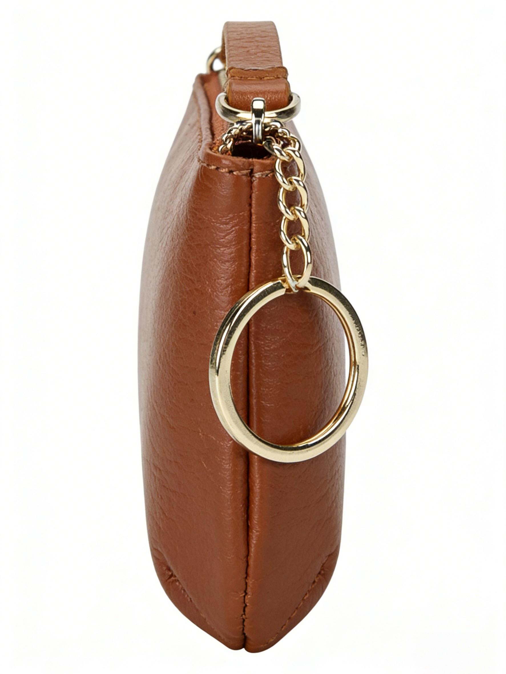 Women's Leather Coin Purse Keychain Wristlet Wallet, Zipper Closure Design, Multiple Colors Available, Keychain Included, Ideal Gift for Women
